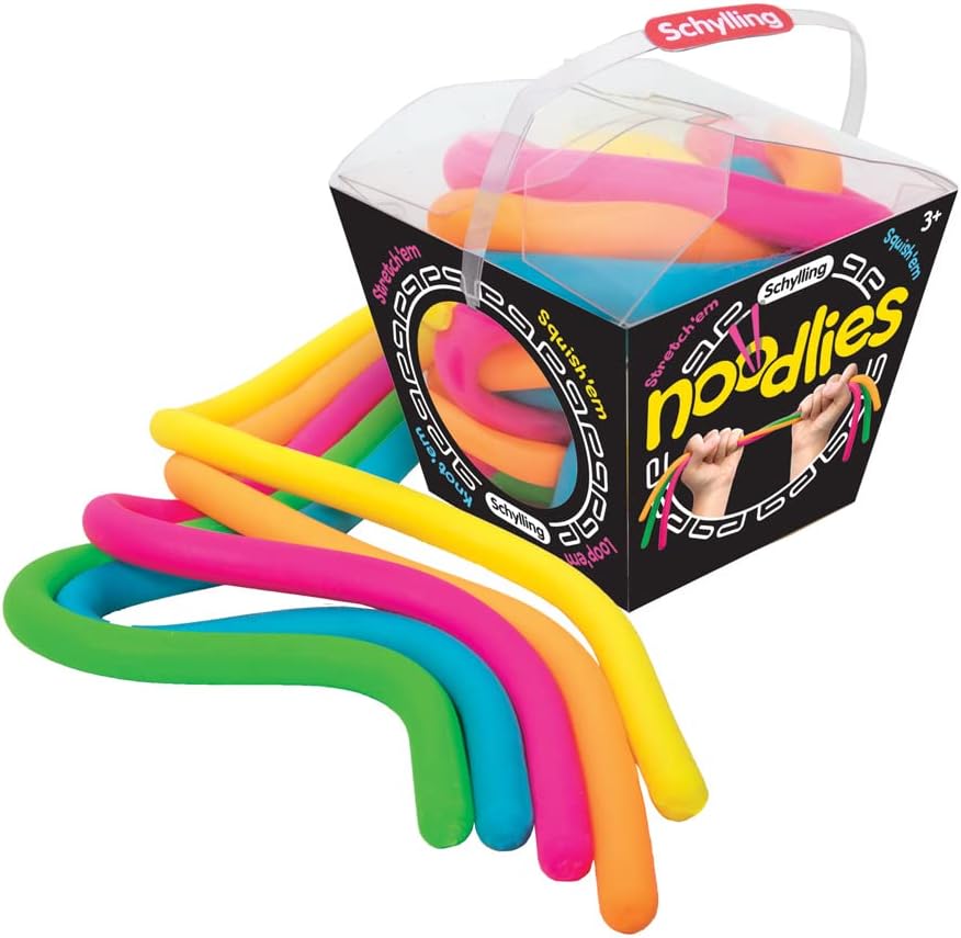 Schylling NeeDoh Noodlies - Sensory Squeeze Toy - Contains 5 Stretchy Noodles - 14 Long - Multicolored (Pack of 1)
