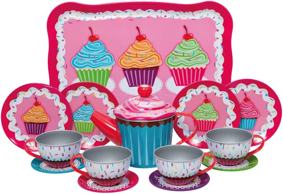 Schylling Cupcakes Tin Tea Set Multi-colored. Small